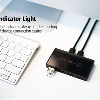 Ugreen UG30767US216TK Bộ chuyển mạch USB 2.0 gộp 4 thiết bị vào 2 máy tính cao cấp - HÀNG CHÍNH HÃNG