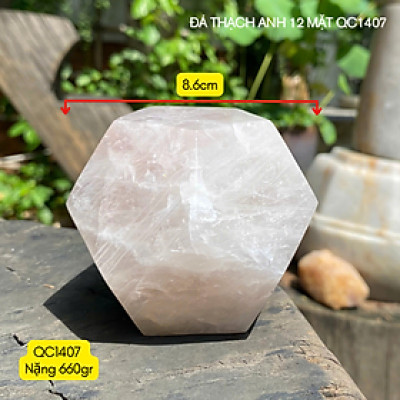 Đá thạch anh 12 mặt NHASAN QC1407 giúp tăng cường sự tập trung - nặng 660gr, đường kính 8.6cm