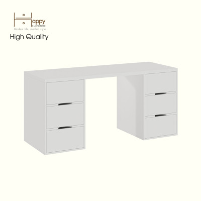 HAPPY FURNITURE ,Bàn làm việc 6 ngăn kéo - LAYLA , BAN_164 , 160cm x 59cm x 75cm DxRxC