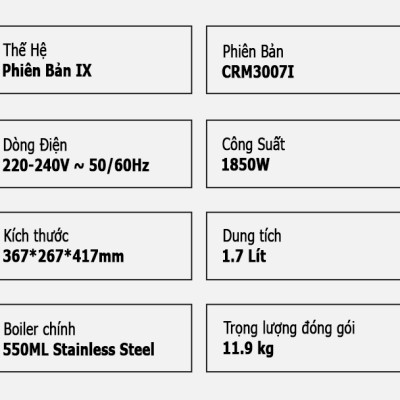 Máy Pha Cà Phê Espresso Gemilai CRM3007I Chuyên Nghiệp Thương Mại, Kiểm Soát Nhiệt Độ Pha Tùy Ý, Pha Cafe Espresso 58mm, Định Lượng Tùy Ý, Hàng Chính Hãng