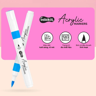 Hộp 24 Bút Lông Màu Acrylic Markers 1 Đầu - Colokit ACM-C004