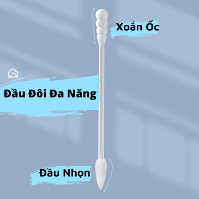 Dụng cụ làm đẹp sức khỏe  _Hộp 200c tăm bông ráy tai lớn  cao cấp với 2 đầu tăm thiết kế hình dáng khác nhau làm sạch sâu bên trong , phù hợp cho mọi người 