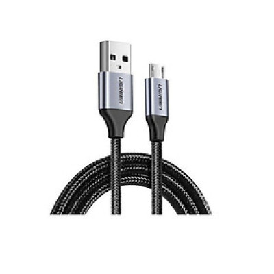 Ugreen UG60146US290TK 1M màu Đen Cáp sạc truyền dữ liệu USB 2.0 sang MICRO USB vỏ dây bọc lưới - HÀNG CHÍNH HÃNG