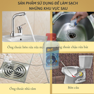 Bột Làm Sạch Đường Ống Thoát, Chậu Rửa, Lavabo, Lồng Máy Giặt, Thông Bồn Cầu Dr.C Chai 100gr