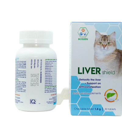 BOSSEN - LIVER shield (cats) Hỗ Trợ giải độc cho Mèo và Phòng Táo Bón - Hộp 30 viên