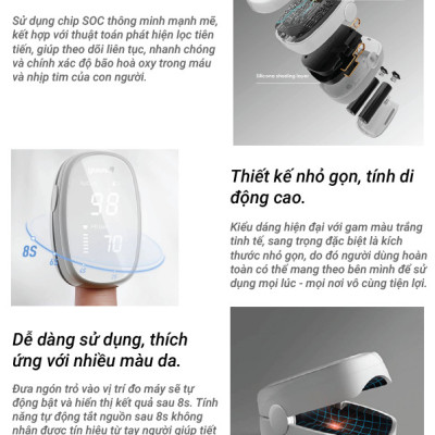 Máy đo nồng độ oxy trong máu SPO2 và nhịp tim Yuwell YX102