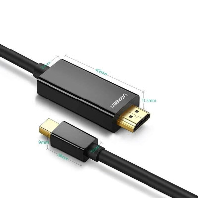 Ugreen UG10450MD101TK 1.5M màu Đen Cáp chuyển đổi Mini DP sang HDMI hỗ trợ phân phải 1080P - HÀNG CHÍNH HÃNG