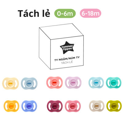 Ty ngậm silicon siêu nhẹ cho bé Tommee Tippee Ultra Light 0-6 tháng (vỉ đôi)