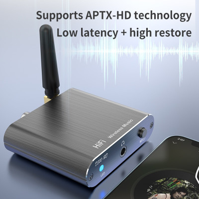 ROGTZ - Bộ Thu Âm Thanh Bluetooth 5.2 D300-HD Âm thanh Hi-fi, Khoảng cách hoạt động 15m, Chip Bluetooth Qualcomm CSR Hỗ Trợ Optical/Coaxial/AUX, Giải mã APTX/APTX-HD/SBC/AAC, Pin 500mAh 10h, Plug-and-play, Type C - Hàng Chính Hãng
