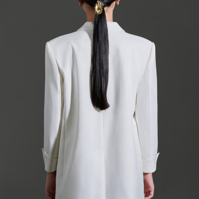 Áo blazer vai rộng, cổ 2 ve tay lỡ dài màu trắng TOVE thiết kế cao cấp WHITE CHIC