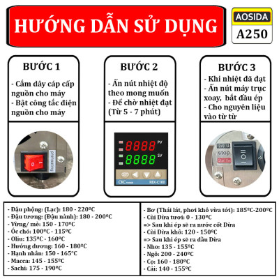 Máy ép dầu thực vật nóng và lạnh dùng trong gia đình thương hiệu Anh Quốc cao cấp AOSIDA A250 - Hàng Nhập Khẩu