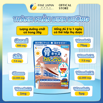Bột Canxi Cá Tuyết Bone’s Calcium DORAEMON FINE JAPAN bổ sung Canxi phát triển chiều cao gói 140g