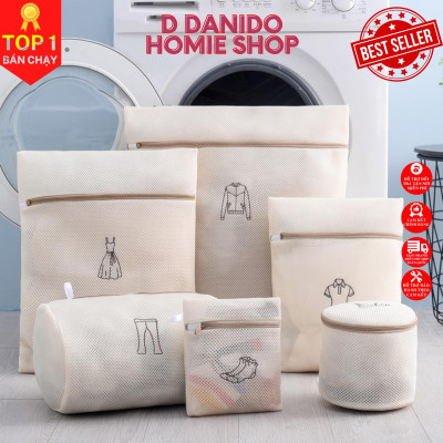SET 6 túi giặt siêu dày 3 lớp cao cấp - Combo 6 túi lưới bảo vệ quần áo dùng cho máy giặt 3 lớp siêu bền tiện dụng chính hãng D Danido