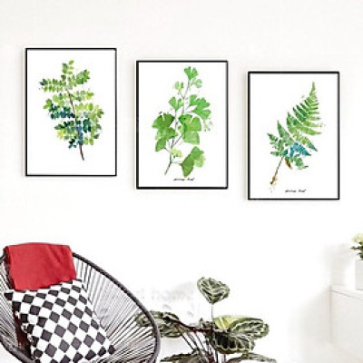 Bộ 3 tranh canvas Lá cây nghệ thuật hiện đại