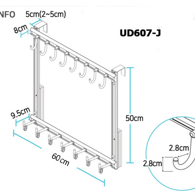 Móc treo quần áo sau cửa 2 tầng không cần khoan Wellex UD607-J