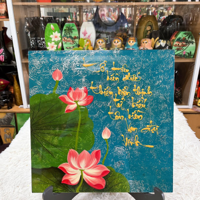 [ Sale Mạnh] Tranh sơn mài chữ ,thơ kèm họa tiết 40x40 cm ý nghĩa thích hợp làm quà tặng, trang trí,...