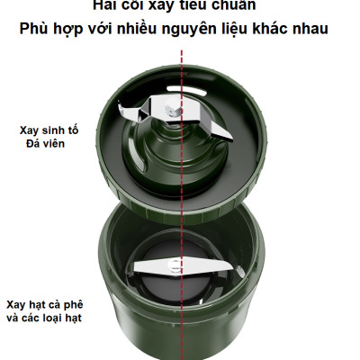 Máy xay hạt cà phê, sinh tố và đá viên dùng pin cầm tay 3 trong 1 đa năng. Thương hiệu Mỹ cao cấp HiBREW - G2. Hàng chính hãng