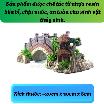 Cầu Trang Trí Hồ Cá Mini Cổ Trang- Mô Hình Cầu Giả Cảnh Quan Cho Bể Cá- Tiểu Cảnh Cầu Đá Phong Cách Cổ Điển- Cầu Giả Mini Decor Bể Cá- Tiểu Cảnh Cầu và Chòi Mini Phong Cảnh Hồ Cá