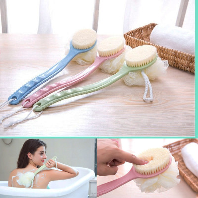 Cây Bàn Chải Cọ Lưng 2 đầu có bông tắm kèm chà lưng hai đầu , bông tắm tẩy tê bào chết đa năng - Henrysa