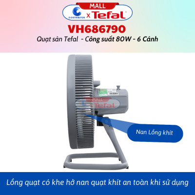 Quạt đứng Tefal 6 cánh VH689690 (Có REMOTE Điều Khiển từ xa) Công Suất 80W - Quạt sàn Tefal 6 cánh VH686790 công suất 80W - Hàng Chính Hãng - Bảo Hành 12 Tháng