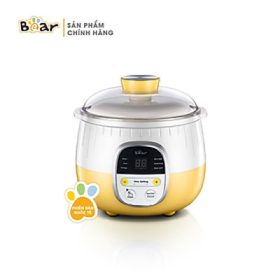 [Hàng Chính Hãng] Nồi nấu chậm Bear 0,8L SUBE001 (có lồng hấp). Đủ 3 màu: Vàng, hồng, nâu. sử dụng để Nấu, hấp, hầm cách thủy, giữ 100% giá trị dinh dưỡng có ruột nồi bằng sứ cao cấp.