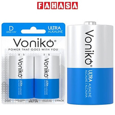 Vỉ 2 Pin Kiềm D 1.5V - Voniko