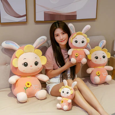 Gấu bông thỏ hoa mặt trời hàng nhập khẩu cao cấp vải nhung co giãn 4 chiều