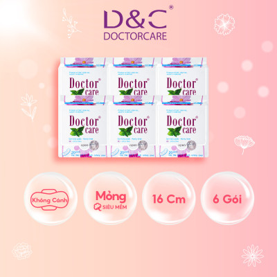 Combo 6 Băng vệ sinh hàng ngày thảo dược Doctor Care 16 cm siêu khô thoáng cả ngày dài