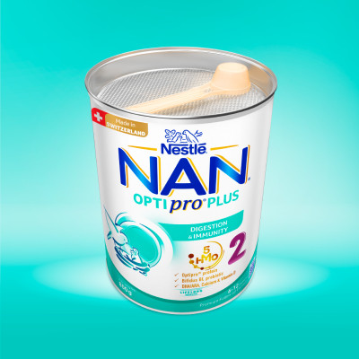 Sữa bột Nestlé NAN OPTIPRO PLUS 2 800g/lon với 5HMO Sản Xuất Tại Thụy Sĩ (6 - 12 tháng)