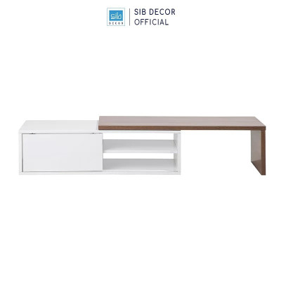 Kệ Tivi Để Sàn Đa Năng SIB Decor Màu Trắng Phối Walnut TV87