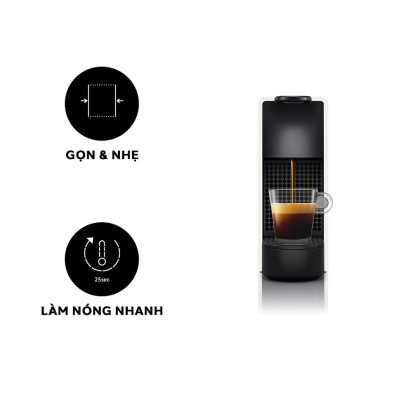 Bộ máy pha cà phê Nespresso Essenza Mini Trắng & máy đánh sữa Aeroccino 3 - Hàng chính hãng