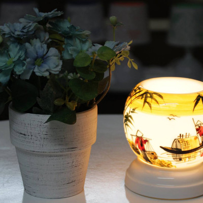 Đèn Xông Tinh Dầu Bát Tràng Mẫu Phong Cảnh MACBT69 - Mẫu Ngẫu Nhiên + Tặng Kèm 1 Bóng Đèn Dự Phòng