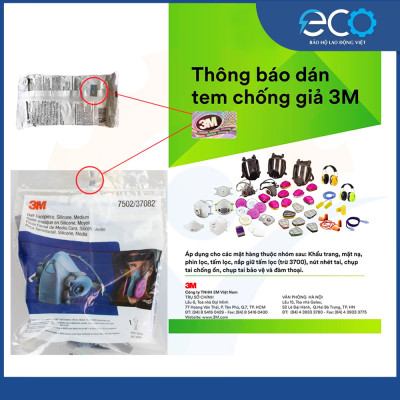 Combo (7 món) mặt nạ phòng độc 3M 7501, 7502 kết hợp phin lọc 3M 6001, tấm lọc bụi 5N11 cùng nắp giữ 501 chính hãng, phun thuốc, phun sơn, lọc bụi mịn, vi rút