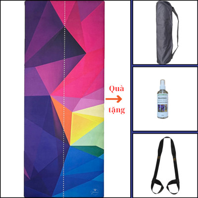 Thảm tập yoga chính hãng Yvonne, Geometric (TẶNG KÈM 3 PHẦN QUÀ) dày 4mm, bề mặt nhám, siêu bám, chống trơn trượt, thấm hút mồ hôi, càng nhiều mồ hôi càng bám, dễ vệ sinh, bề đẹp, sang trọng