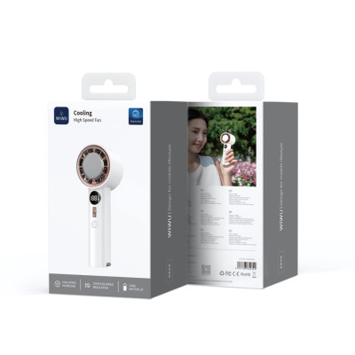 Quạt cầm tay turbo sò lạnh mini siêu mát Pin trâu 3000 mAh, nhỏ gọn linh hoạt hiệu WIWU Wi-FS016 ChillMate - 100 chế độ gió, thiết kế đẹp, bền - hàng nhập khẩu