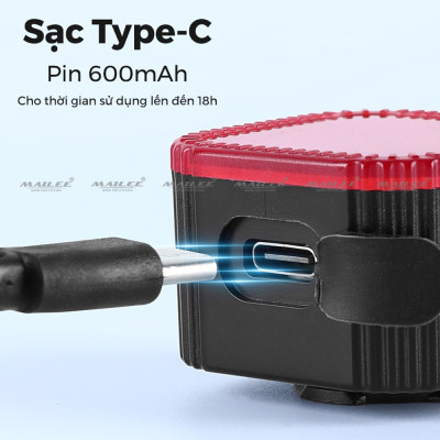Đèn Hậu Xe Đạp Thông Minh 10 mẫu hình CYGM-2213 Chống Nước IPX6 USB Type-C Sáng Phanh tự động An Toàn Ban Đêm Auto-Stop - Mai Lee