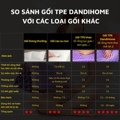 Gối công thái học TPE DandiHome - chống đau cổ vai gáy