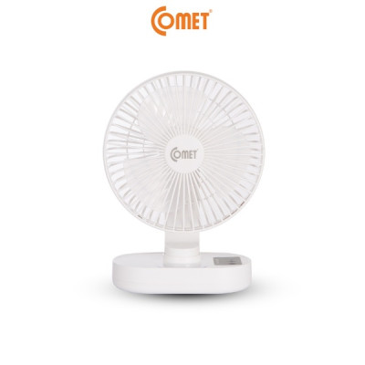 Quạt Sạc Tích Điện Để Bàn Đa Năng COMET CRF1406 6W, 3 Cấp Độ Gió, Có Đèn LED, 2 pin rời 18650 Lithium 1200mAh Để Bàn Văn Phòng - Hàng chính hãng