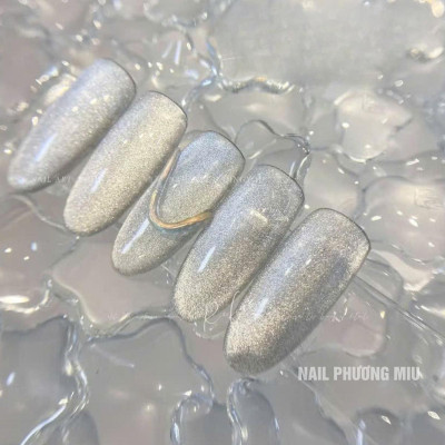 Sơn Mắt Mèo Kim Cương Ánh Trắng Bạc QINGYOU Siêu Sáng Cao Cấp Làm Nail Không Ánh Đen, Nhũ Sáng Mịn