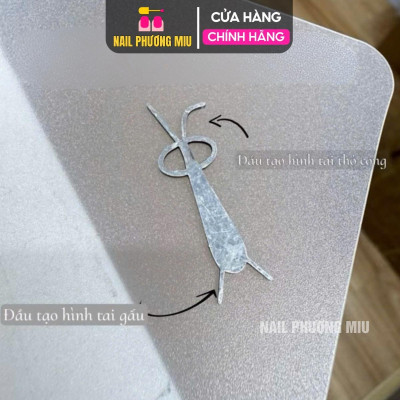 Thanh Đẩy Mắt Mèo Hình Tai Gấu Tai Thỏ Thẳng Cong (Dùng Với Nam Châm) Làm Nail, 2 Đầu Có Tai