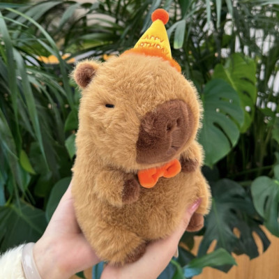 Thú nhồi bông Capybara đội nón sinh nhật có dòng chữ Happy everyday - Size từ 35cm đến 85cm - Quà tặng gấu bông chuột lang đeo nơ dễ thương.
