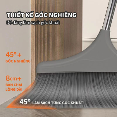 Chổi Quét Nhà Gấp Gọn Thông Minh Kèm Hót Rác Cán Dài 2 Trong 1 Đa Năng. Xoay 180 Độ Quét Sạch Mọi Ngóc Ngách Trong Nhà