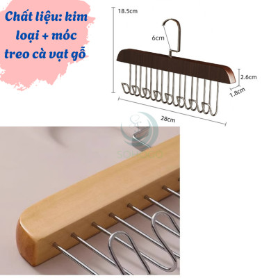 Móc treo đồ đa năng, móc gỗ 8 móc treo đồ lót, khăn, thắt lưng, cà vạt, áo 2 dây xoay 360 độ tiện dụng