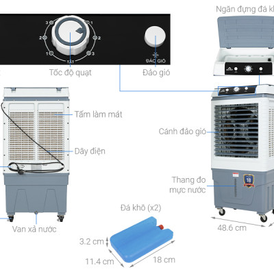 Máy Làm Mát Không Khí Hòa Phát HPCF1-022 - Diện Tích Làm Mát 25-30m2 - Hàng Chính Hãng