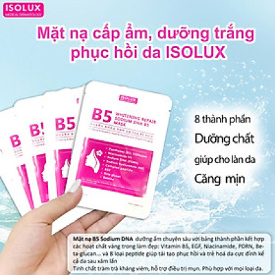 Mặt nạ ISOLUX Whitening repair sodium DNA B5 mask Hàn Quốc 25ml hạn 2027 dưỡng sáng phục hồi cấp ẩm căng bóng