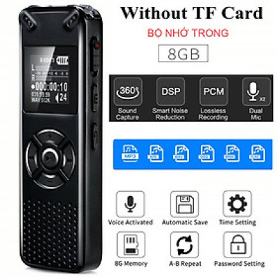 ROGTZ - Máy Ghi Âm Chuyên Nghiệp V91 Chip Xử Lý ATJ21275 Bộ nhớ 8Gb Loa ngoài Mic Thu Âm Kép Định dạng Nhiều chế độ ghi âm Ghi MP3/Wav Hỗ trợ Thẻ Nhớ Ngoài Màn hình LCD Pin 410mAh Thời gian Ghi 581 Giờ Mật Khẩu Bảo Vệ Hỗ trợ Đa Ngôn Ngữ - Hàng Chính Hãng
