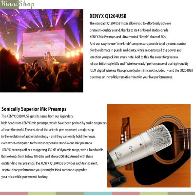 Behringer XENYX Q1204USB - Mixer Chuyên Nghiệp 12 Cổng - Hàng chính hãng