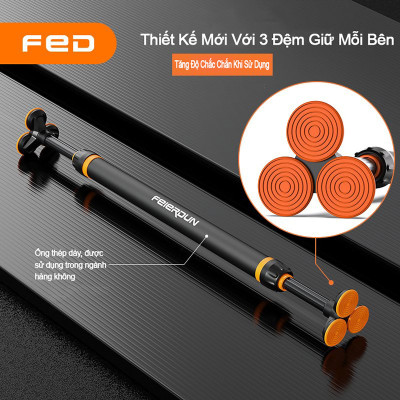 Xà Đơn Gắn Cửa FED-0228 | Kích thước 65-90cm (Chịu lực 400kg - Có chốt khóa an toàn khi gắn xà - Dễ dàng tháo lắp không cần khoan tường)