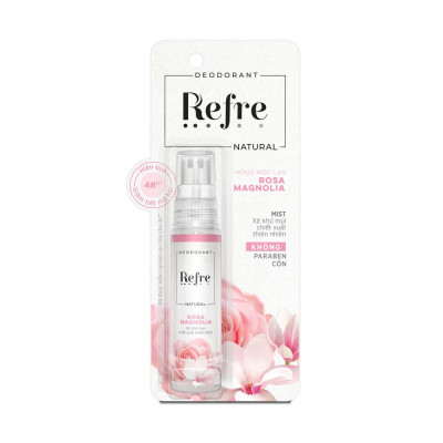 Xịt Khử Mùi Refre Natural Chiết Xuất Thiên Nhiên - Hồng Mộc Lan Rosa Magnolia 30ml