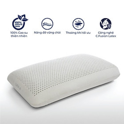 Gối Nằm Cao Su Thiên Nhiên  Liên Á Oval Grey  kích thước 45x65x12cm